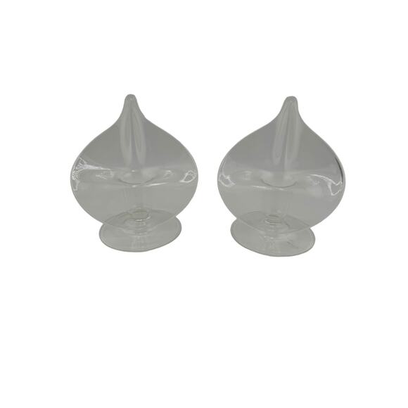 Vintage Clear Glass Jack in the Pulpit Floral Candlestick Holders Set of 2 - Picture 1 of 4